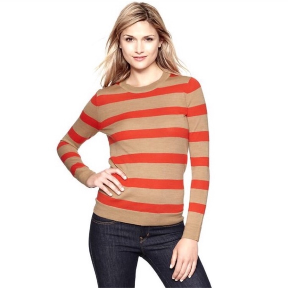 GAP Striped Merino Wool Crew Neck Sweater
